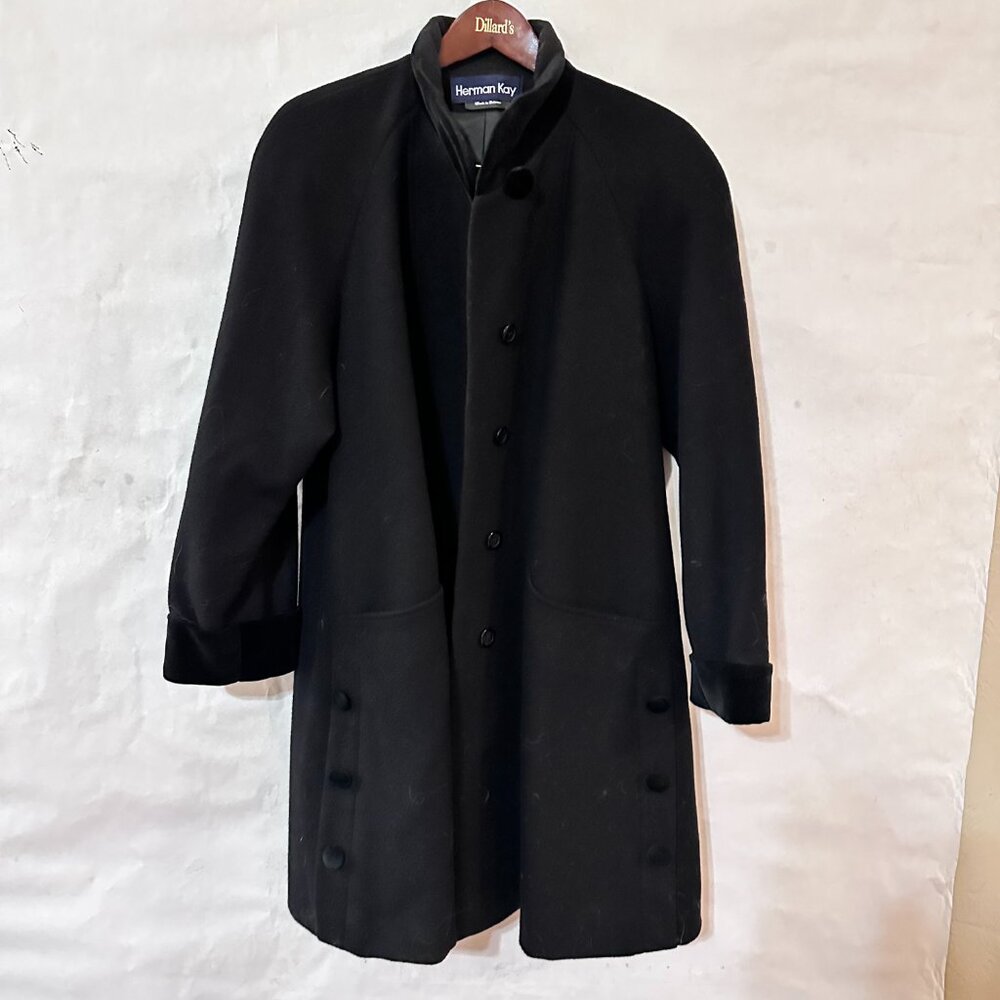 Y2k Vintage Herman Kay Tailored Wool Petticoat Overcoat Trench Swing Coat Jacket